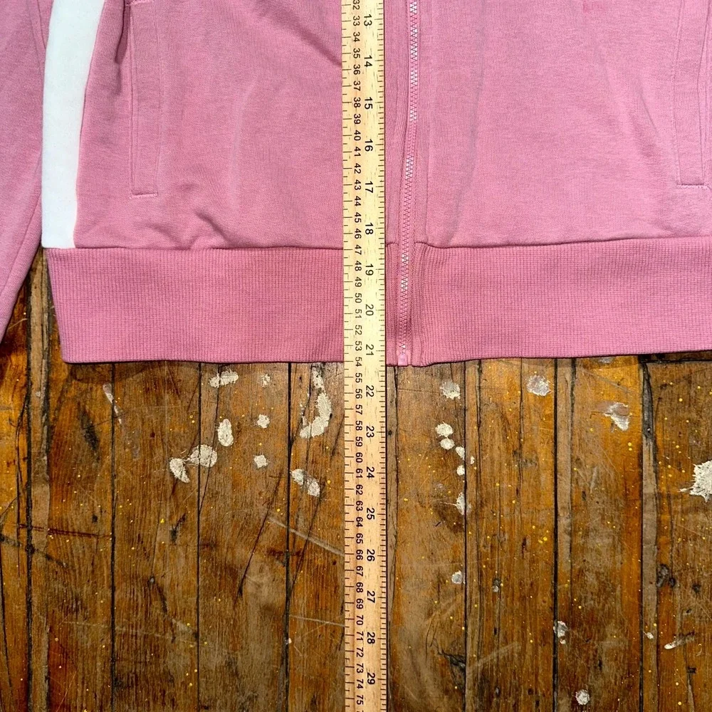 Puma Track Jacket Womens Medium Pink White Embroidered Logo Long Sleeve Full Zip